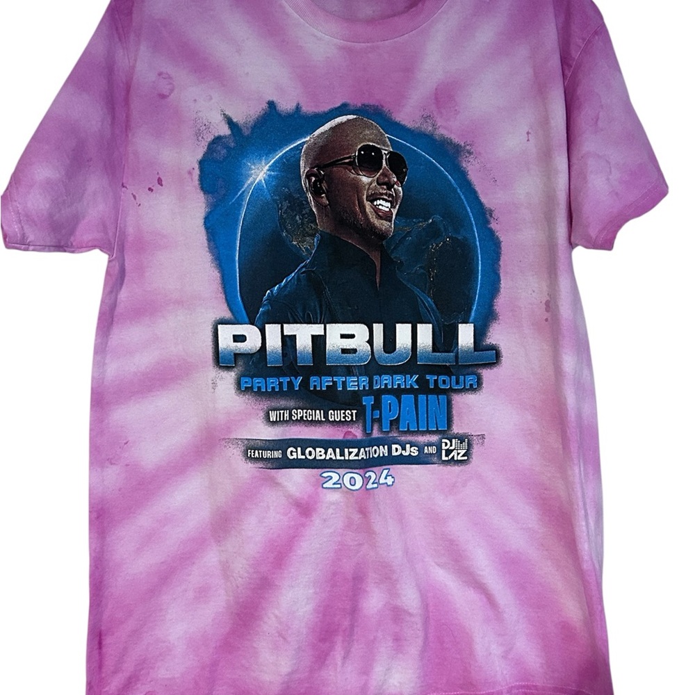 Pink Tie-Dye Pitbull Concert T-Shirt
